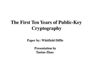 The First Ten Years of Public-Key Cryptography