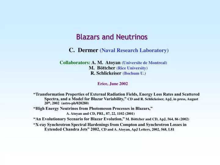 blazars and neutrinos