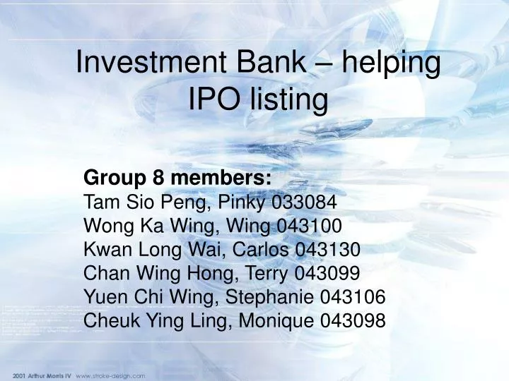 investment bank helping ipo listing
