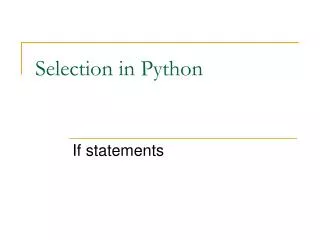 Selection in Python