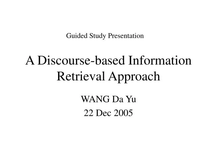 a discourse based information retrieval approach