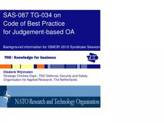 SAS-087 TG-034 on Code of Best Practice for Judgement-based OA