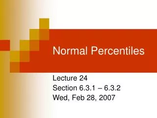 Normal Percentiles