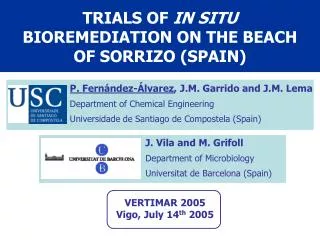 TRIALS OF IN SITU BIOREMEDIATION ON THE BEACH OF SORRIZO (SPAIN)