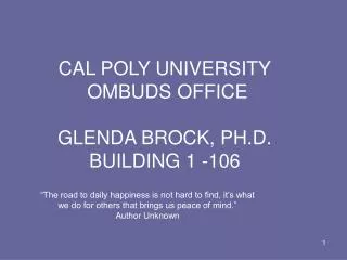 cal poly university ombuds office glenda brock ph d building 1 106