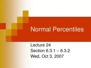 Normal Percentiles