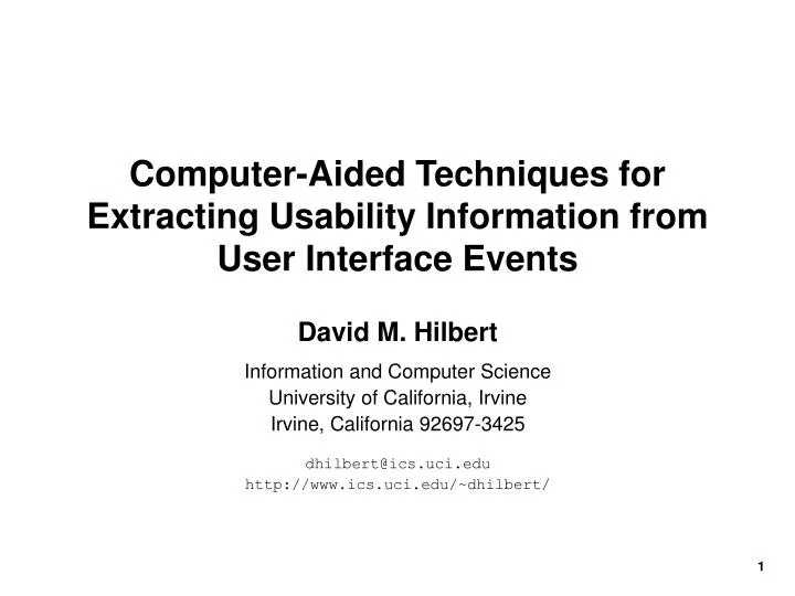 computer aided techniques for extracting usability information from user interface events