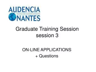 Graduate Training Session session 3