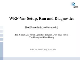 WRF-Var Setup, Run and Diagnostics