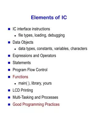 Elements of IC