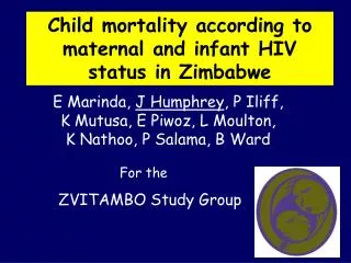 Child mortality according to maternal and infant HIV status in Zimbabwe