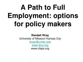 A Path to Full Employment: options for policy makers