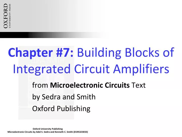 chapter 7 building blocks of integrated circuit amplifiers