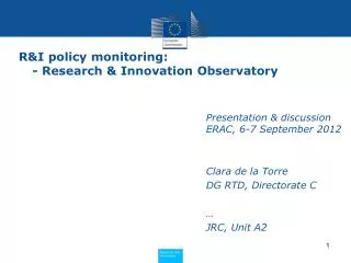 R&amp;I policy monitoring: - Research &amp; Innovation Observatory