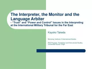 Kayoko Takeda Monterey Institute of International Studies