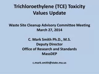 Trichloroethylene (TCE) Timeline