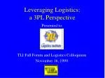 Leveraging Logistics: a 3PL Perspective - slide 1
