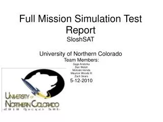 Full Mission Simulation Test Report SloshSAT