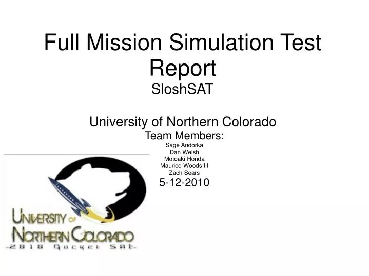 full mission simulation test report sloshsat