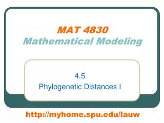 MAT 4830 Mathematical Modeling