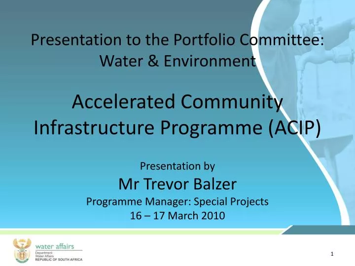 presentation to the portfolio committee water environment