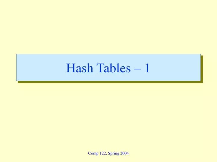 hash tables 1