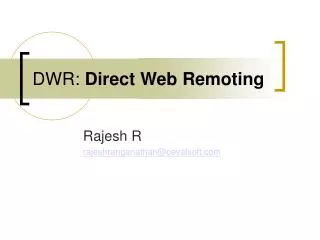 DWR: Direct Web Remoting