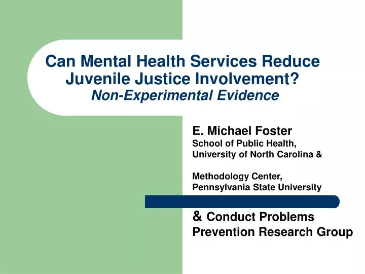 can mental health services reduce juvenile justice involvement non experimental evidence