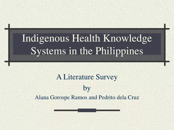 indigenous health knowledge systems in the philippines