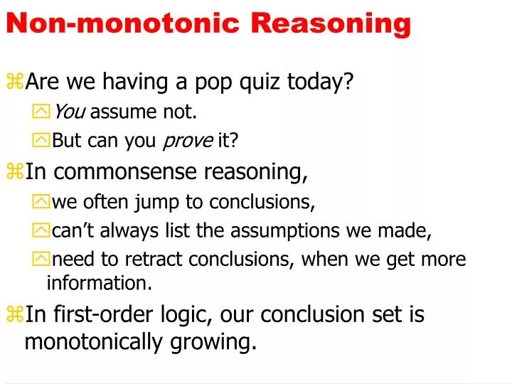 non monotonic reasoning