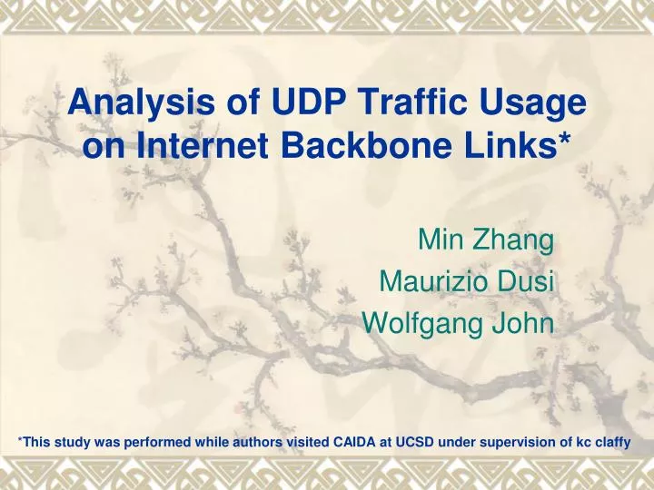 analysis of udp traffic usage on internet backbone links