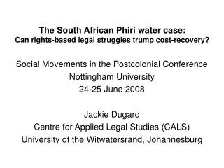 The South African Phiri water case: Can rights-based legal struggles trump cost-recovery?