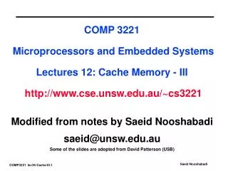 Modified from notes by Saeid Nooshabadi saeid@unsw.au