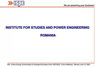 INSTITUTE FOR STUDIES AND POWER ENGINEERING ROMANIA