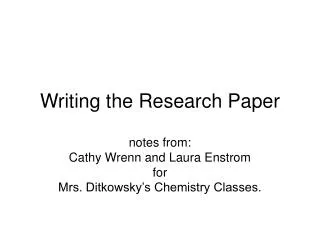 Writing the Research Paper