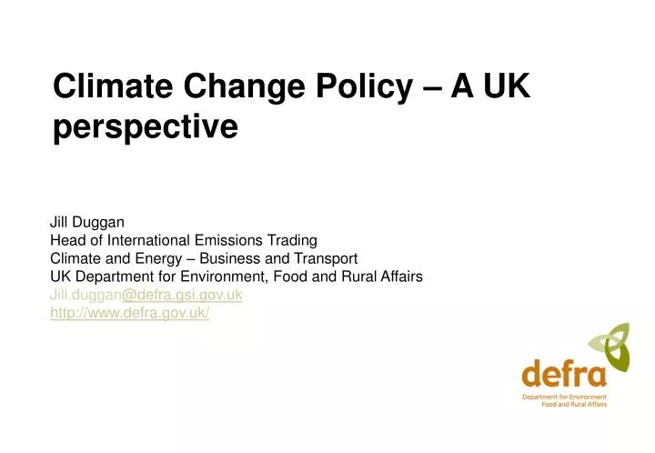 climate change policy a uk perspective