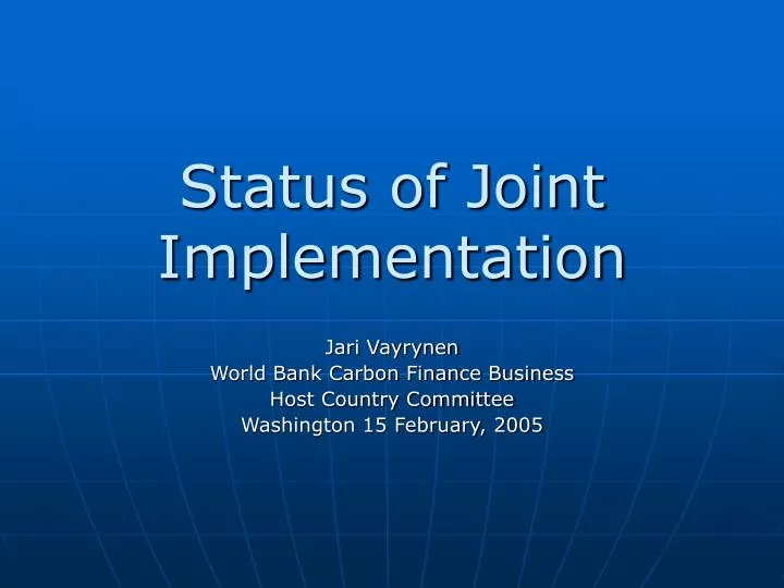 status of joint implementation