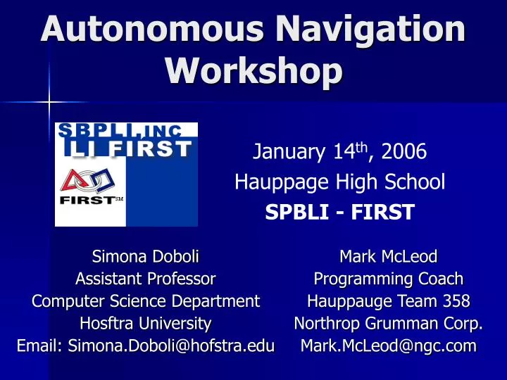 autonomous navigation workshop