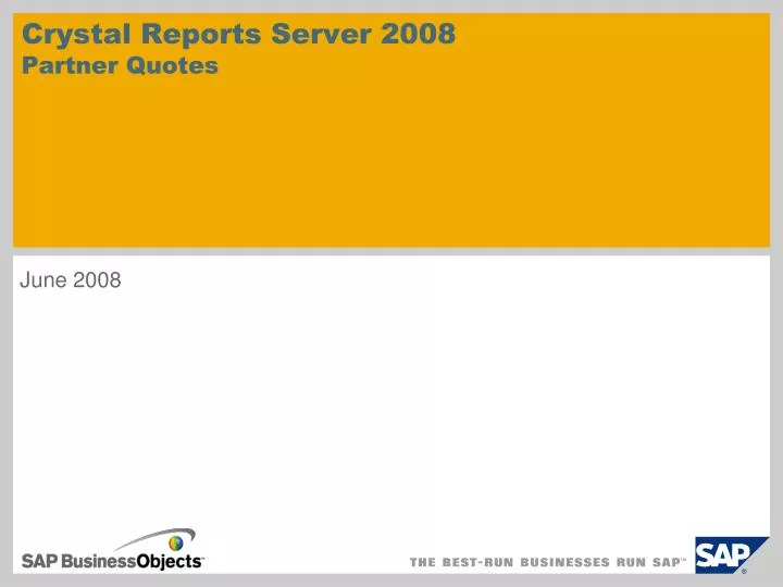 crystal reports server 2008 partner quotes