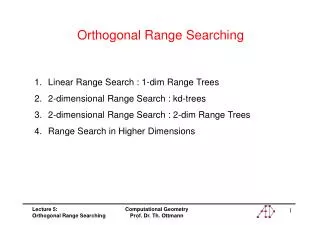 Orthogonal Range Searching