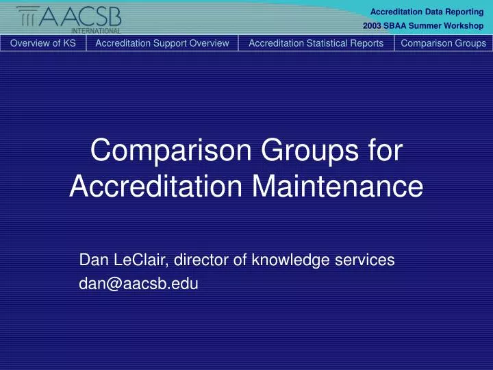 comparison groups for accreditation maintenance