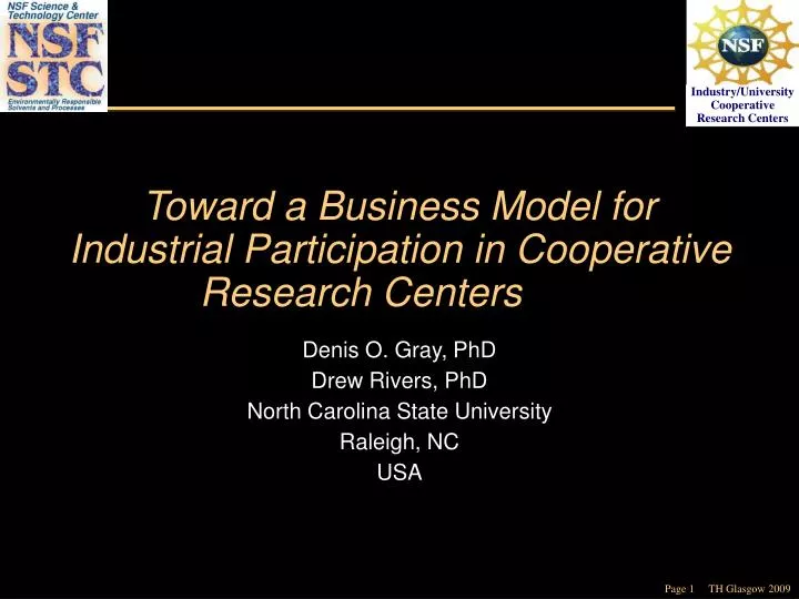 toward a business model for industrial participation in cooperative research centers