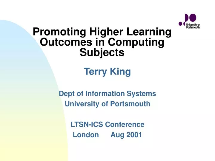 promoting higher learning outcomes in computing subjects