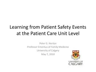 Learning from Patient Safety Events at the Patient Care Unit Level