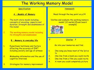 The Working Memory Model
