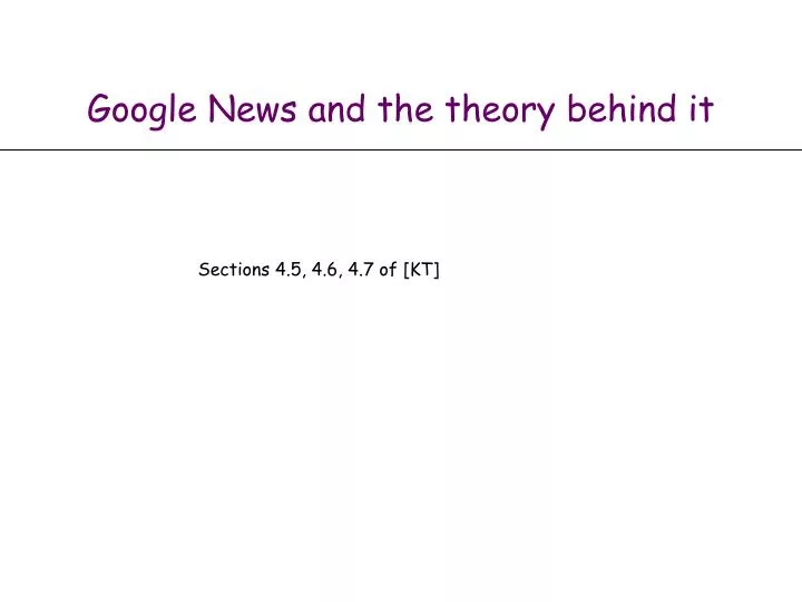 google news and the theory behind it
