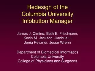 Redesign of the Columbia University Infobutton Manager