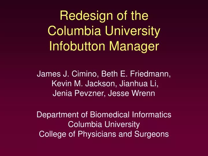 redesign of the columbia university infobutton manager