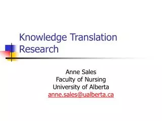 Knowledge Translation Research