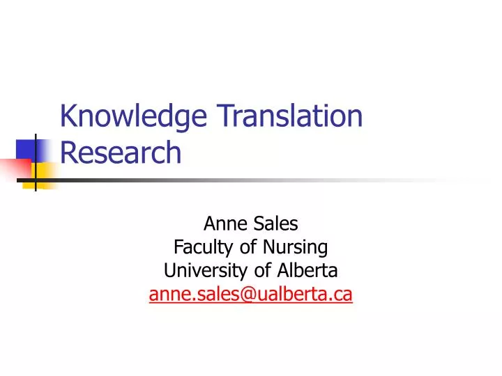 knowledge translation research